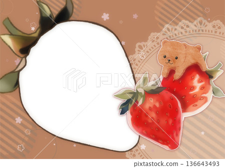 可愛的草莓和小熊相框 136643493