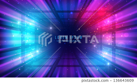 Abstract futuristic background with radiant beams, light particles, and bokeh effects Abstract futuristic background with radiant beams, light particles, and bokeh effects 136643609