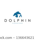 Modern cheerful dolphin logo design symbolizes intelligence, freedom, professional sea 136643621