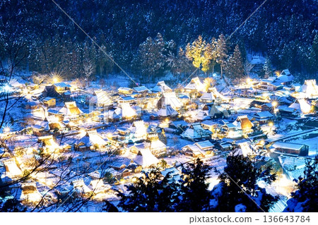 Miyama Kayabuki Village Winter Lantern 136643784