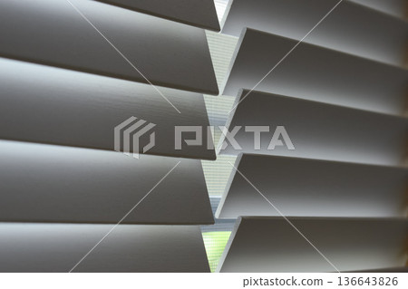 white window blinds in home, object for decorate interior of house 136643826