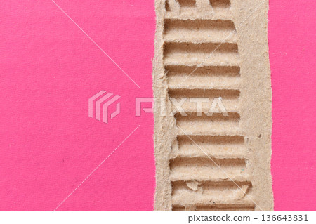 tear pink cardboard box texture background, recycle material 136643831