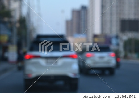 traffic jam in the city, blurred image 136643841