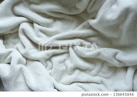 white soft fluffy blanket textile 136643848