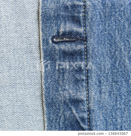 seam of blue denim texture background, jean fashion style 136643867