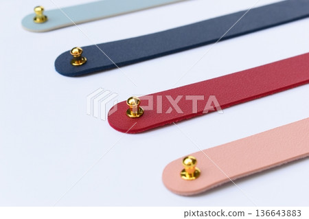 pastel colorful leather strap isolated on white background 136643883