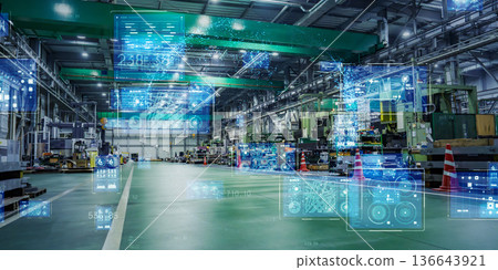Manufacturing factory and digital technology concept Manufacturing factory and digital technology concept 136643921