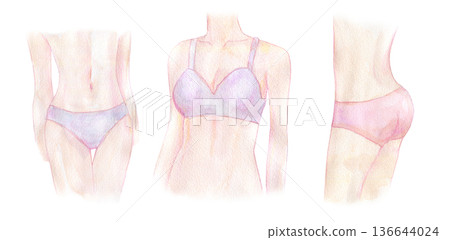 Watercolor illustration of women's underwear Watercolor illustration of women's underwear 136644024