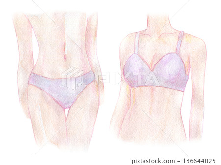Watercolor illustration of women's underwear Watercolor illustration of women's underwear 136644025