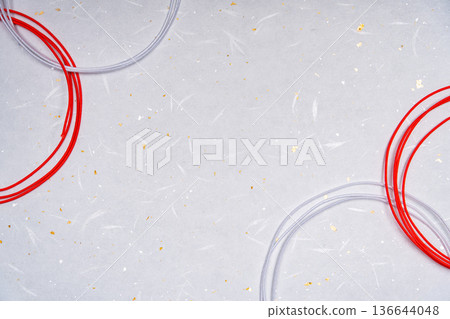Gold and silver washi paper and Mizuhiki background material 136644048