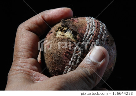 Old Cricket Ball 136644258