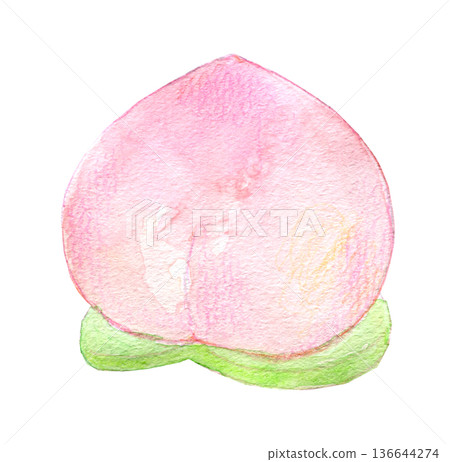 Watercolor illustration: Peach manju Watercolor illustration: Peach manju 136644274