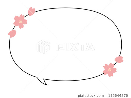 櫻花裝飾 簡單的橢圓形對話框（尾部朝內） 136644276