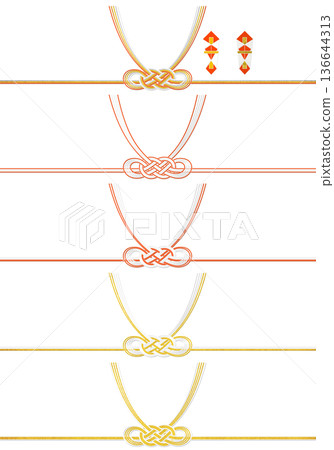 「花柳淡路結」水引和能紗剪紙，適用於慶祝活動和其他場合 136644313