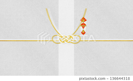 時尚現代的日本和紙以及「花柳淡路結」水引，適用於慶祝活動和喜慶場合。 136644318