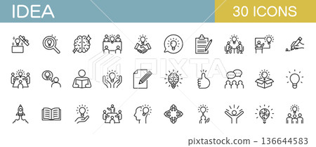 Icon set related to ideas, inspiration and business 136644583