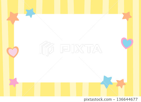 Yellow stripe pattern rectangle frame with star and heart for print, polaroid photo, ad template, social media, poster, book cover design, notepad, sticky note, memo, banners, border, postcard Yellow stripe pattern rectangle frame with star and heart for print, polaroid photo, ad template, social media, poster, book cover design, notepad, sticky note, memo, banners, border, postcard 136644677
