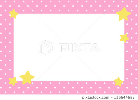 Pink polka dot pattern rectangle frame with stars for print, polaroid photo, ad template, social media, poster, book cover design, notepad, sticky note, memo, banners, border, postcard Pink polka dot pattern rectangle frame with stars for print, polaroid photo, ad template, social media, poster, book cover design, notepad, sticky note, memo, banners, border, postcard 136644682