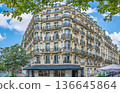 Elegant Parisian Architecture A Classic Building Facade in the Heart of Paris, France 136645864
