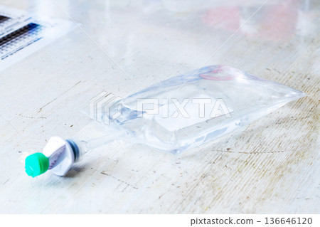 Healthcare setting showing infusion administration in progress with attention to detail 136646120