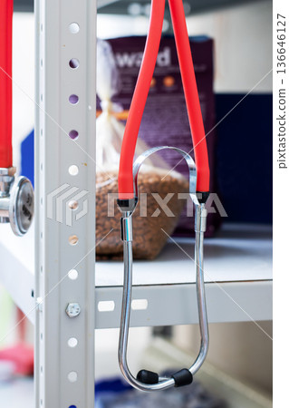 Healthcare tools prepared for duty. Clinic equipment displayed for healthcare professionals Healthcare tools prepared for duty. Clinic equipment displayed for healthcare professionals 136646127