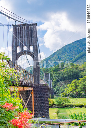 (Nagano Prefecture) Momosuke Bridge, a Nationally Designated Important Cultural Property, Autumn (Nagano Prefecture) Momosuke Bridge, a Nationally Designated Important Cultural Property, Autumn 136646581