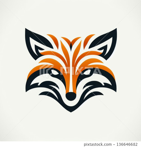 Stylized Orange And Black Fox Head Vector Illustration 136646682