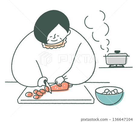 老婦人做飯 136647104