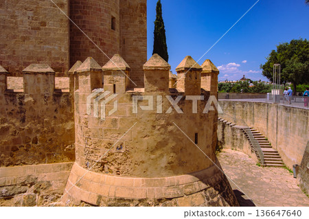 Walls protecting the Roman Bridge in Cordoba 136647640