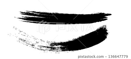 Hand drawn Japanese style ink brush strokes 136647779