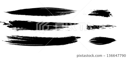 Hand drawn Japanese style ink brush strokes 136647790