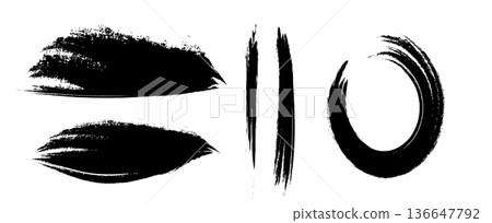 Hand drawn Japanese style ink brush strokes 136647792