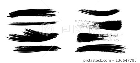 Hand drawn Japanese style ink brush strokes 136647793