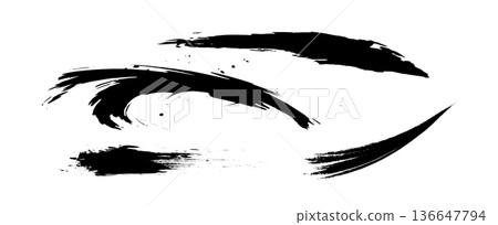 Hand drawn Japanese style ink brush strokes 136647794