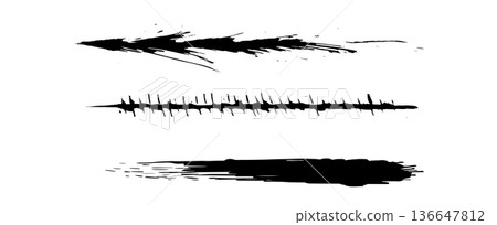 Hand drawn Japanese style ink brush strokes 136647812