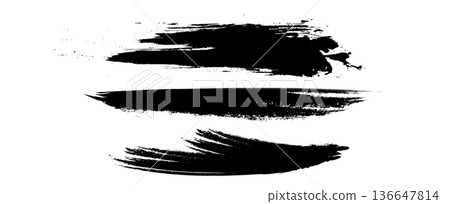 Hand drawn Japanese style ink brush strokes 136647814