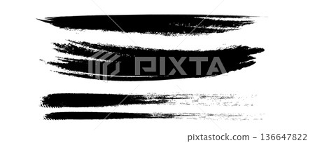Hand drawn Japanese style ink brush strokes 136647822