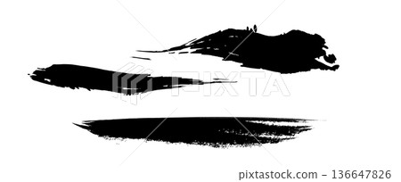 Hand drawn Japanese style ink brush strokes 136647826