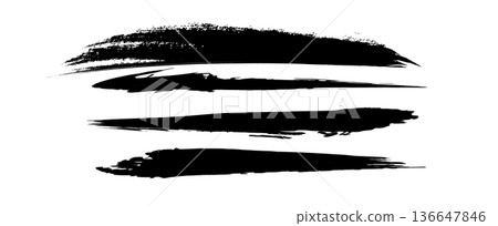 Hand drawn Japanese style ink brush strokes Hand drawn Japanese style ink brush strokes 136647846