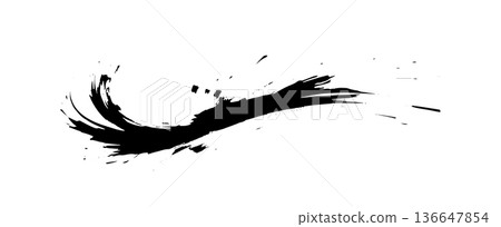 Hand drawn Japanese style ink brush strokes 136647854