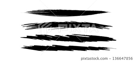 Hand drawn Japanese style ink brush strokes 136647856