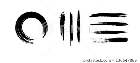 Hand drawn Japanese style ink brush strokes Hand drawn Japanese style ink brush strokes 136647869