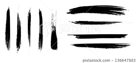 Hand drawn Japanese style ink brush strokes 136647883