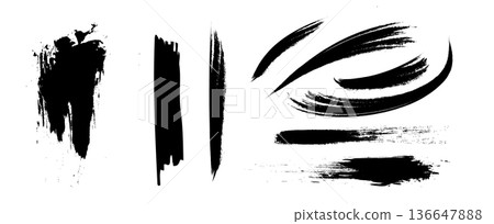 Hand drawn Japanese style ink brush strokes 136647888