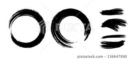Hand drawn Japanese style ink brush strokes 136647890