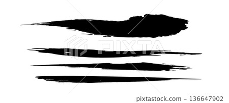 Hand drawn Japanese style ink brush strokes Hand drawn Japanese style ink brush strokes 136647902