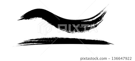 Hand drawn Japanese style ink brush strokes 136647922