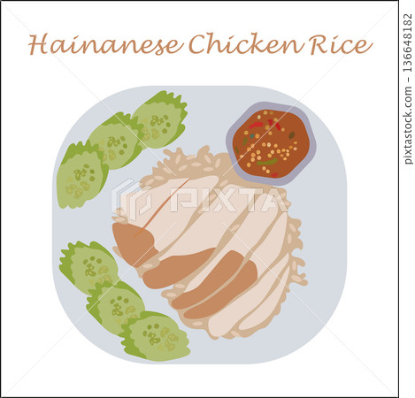 Vector illustration Hainanese chicken rice isolated on white background Vector illustration Hainanese chicken rice isolated on white background 136648182