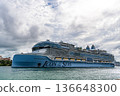 Miami, Florida, USA - May 11, 2025: Icon of the Seas cruise ship of Royal Caribbean cruise line. Luxury summer vacation tour on cruise ship. Ship Icon of the Seas leaving Miami port 136648300