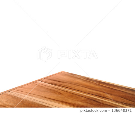 A simple, warm natural wood table against a white background. A simple, warm natural wood table against a white background. 136648371